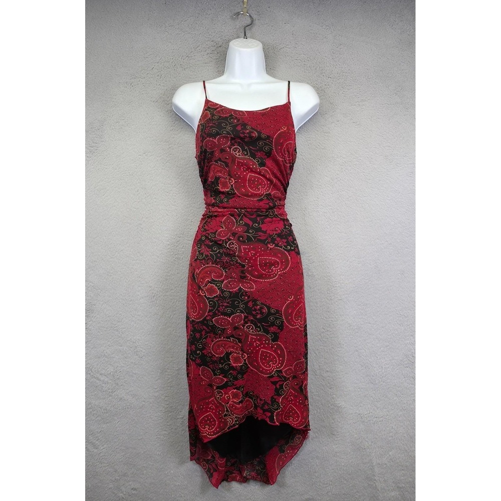 Y2K Vintage Rampage Dress Women M Red Black Asymmetrical Whimsigoth Fairy Floral - Picture 2 of 16
